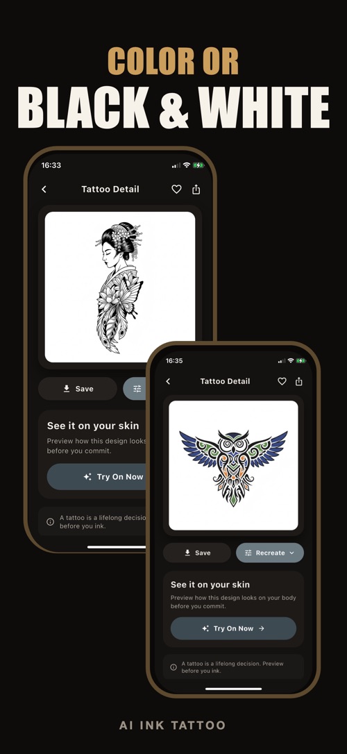 AI Ink Tattoo &mdash; Colour or black and white