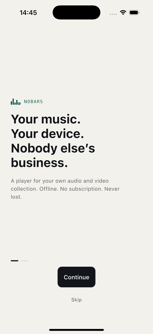 NoBars &mdash; Your music, your device